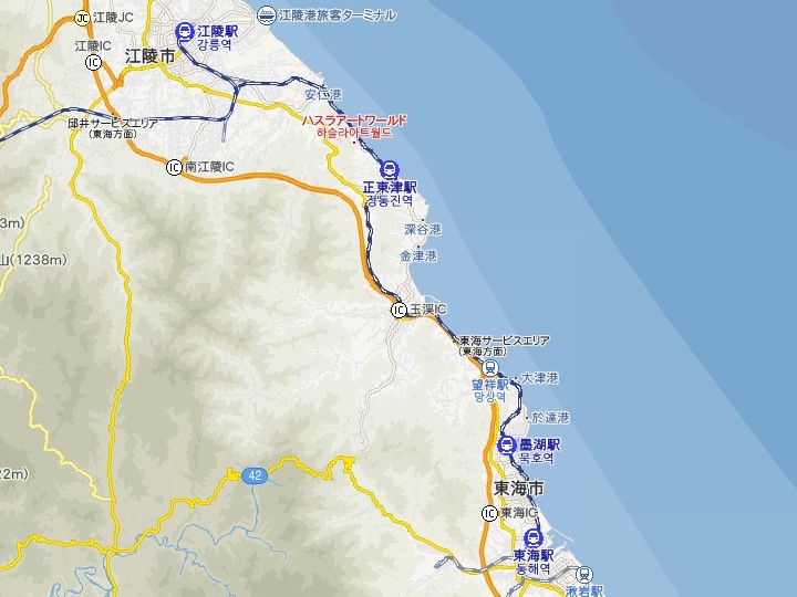 東海線路線図(コネスト韓国地図)