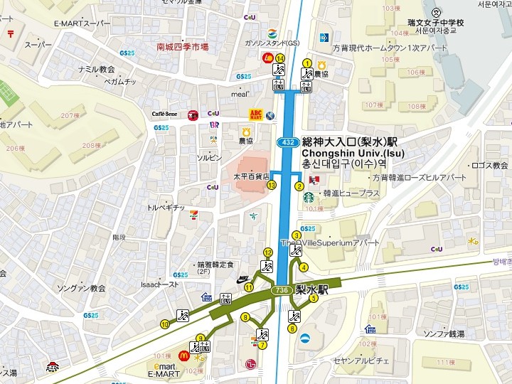 梨水駅周辺地図 ※コネスト韓国地図