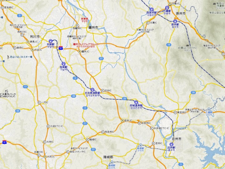 KTX中部内陸線・路線図 ※コネスト韓国地図