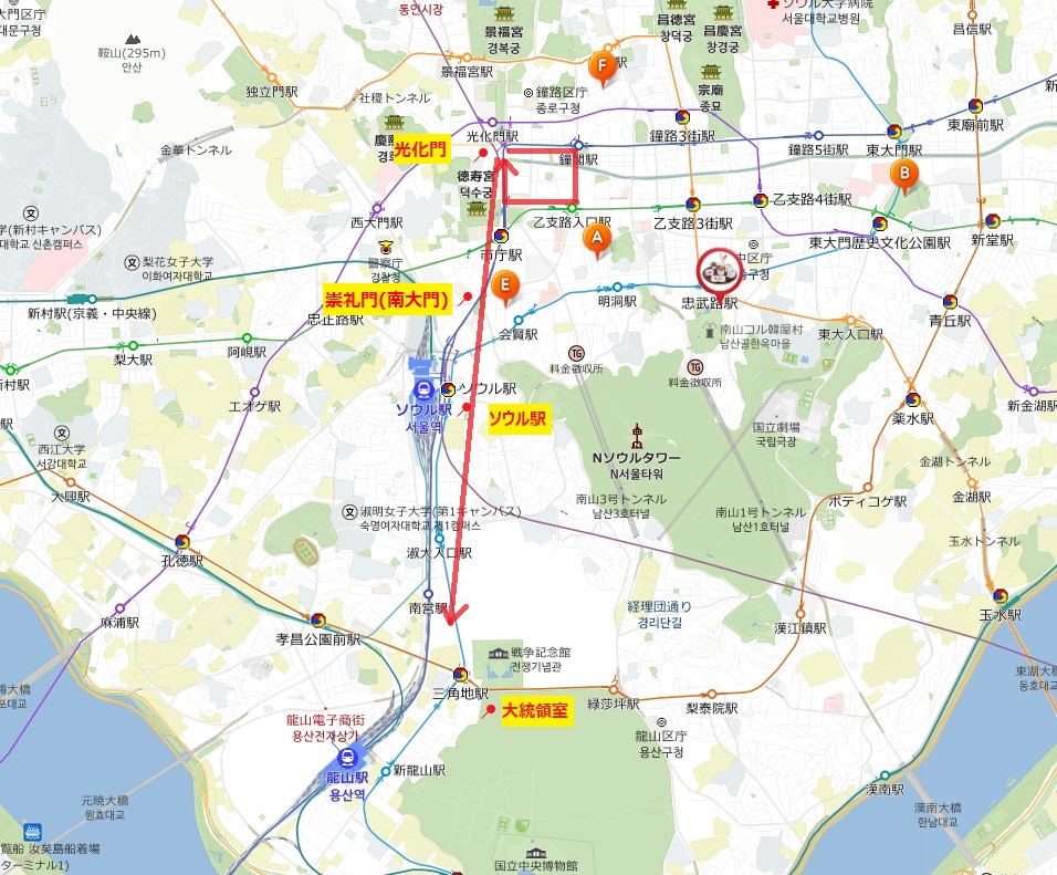 12月６日デモ行進の概略ルート
