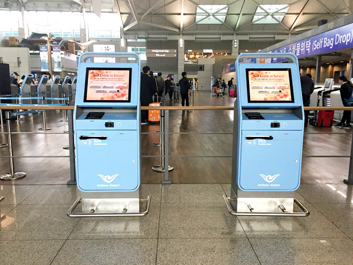 第1ターミナル3階出国フロア
・アシアナ航空:A、B、Cカウンター
・済州航空:M、Nカウンター
・イースター航空:Fカウンター
・ティーウェイ航空:Hカウンター
・ジンエアー:Dカウンター
・エアソウル:Dカウンター
・ピーチ航空:E、Hカウンター