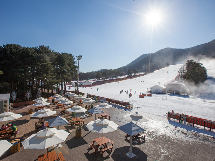リゾート内にはスキー場のほか、ホテルやコンドミニアムなど多数の施設がある