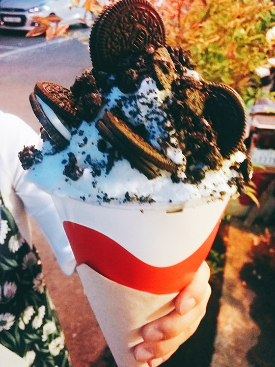 オレオクリームチーズかき氷(オレオクリムチジュ)(9,500ウォン)