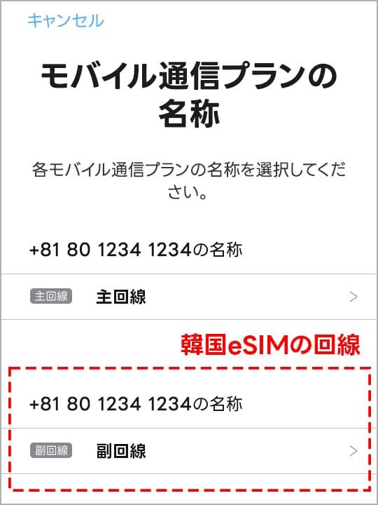 日本の回線をOFFにして、韓国eSIMの回線をONにすれば高額請求の心配はありません