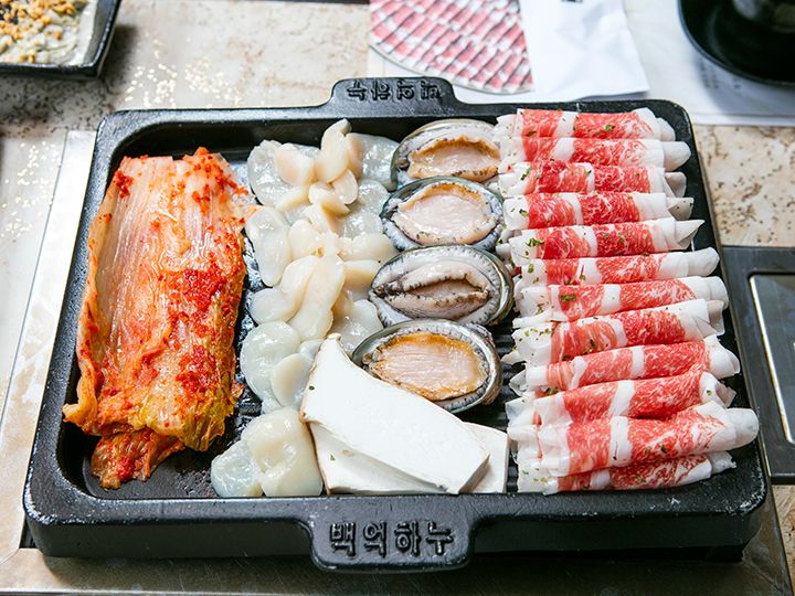 鉄板の上に乗せ