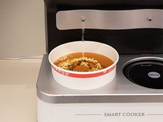 ４．お湯が注がれ、調理がはじまる