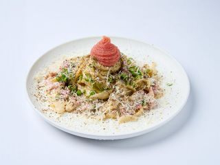 エゴマ・クリーム味パスタ ※写真提供：ジンジャッカキ
