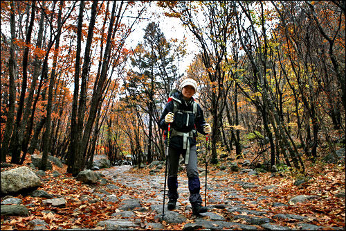 韓国の登山客の一般的な装備