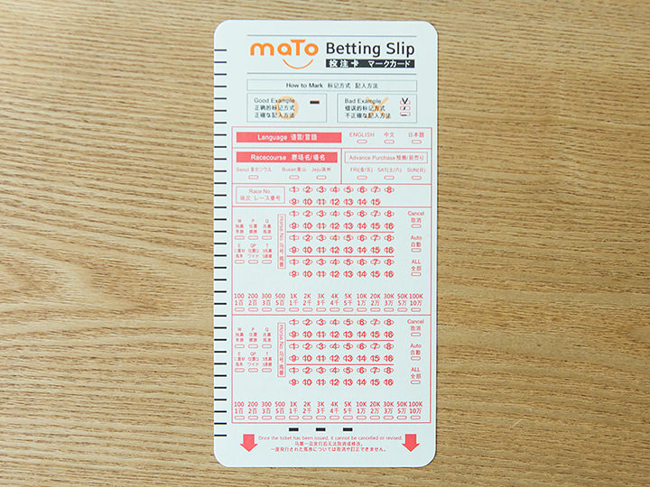 日本語マークカード(表面)