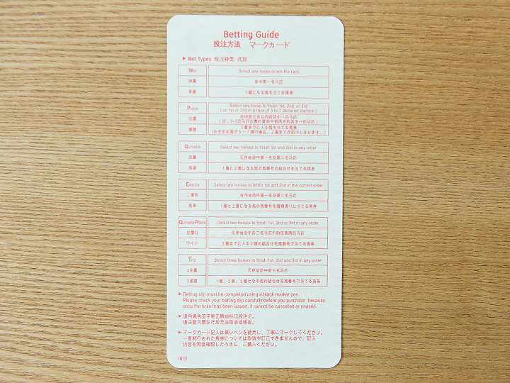 日本語マークカード(裏面)