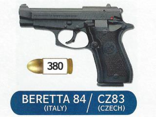 BERETTA 84 口径：380マグナム 製造国：イタリア 10発 40,000ウォン / CZ83 口径：380マグナム 製造国：チェコ 10発 40,000ウォン