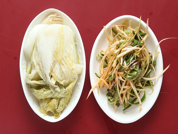 白キムチとネギの和え物は必須