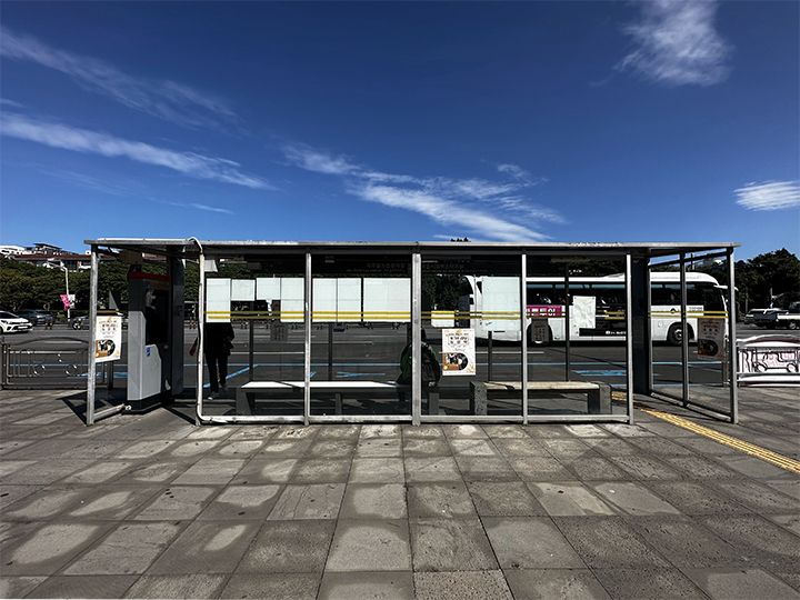 スタジアム前のバス停(下車地点)