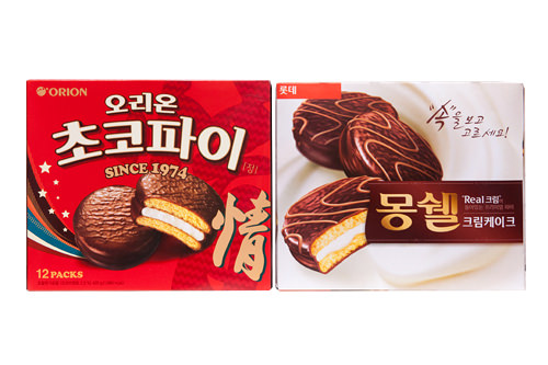 左:オリオン「チョコパイ情」
右:ロッテ「モンシェル」