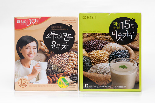 左:「くるみ・アーモンド・はとむぎ(ユルム)茶」
右:「山芋が入った15穀ミスカル」