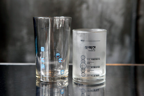 調合に便利。目盛付きのソメッグラス