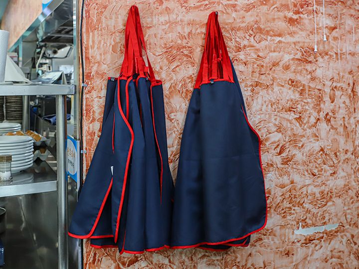 前掛けはセルフサービスで