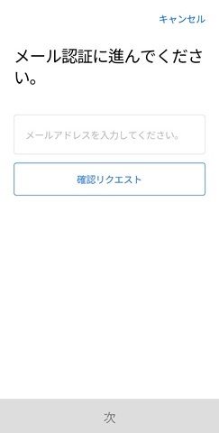 2.日本語切り替えをしたら約款同意のあと、「メール認証画面」になります