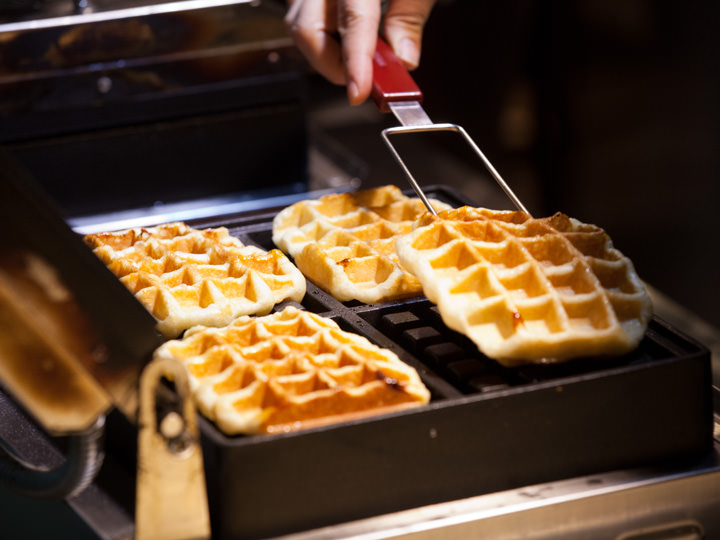 焼きたてのワッフルをいただける